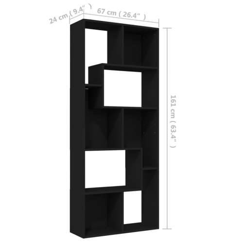 Ormarić za knjige crni 67 x 24 x 161 cm od konstruiranog drva - Crna 1 Cijena