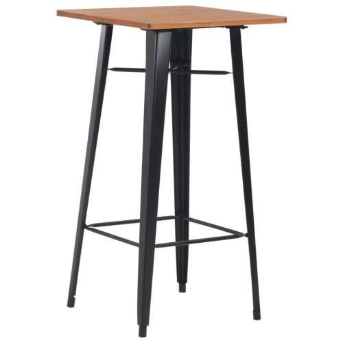 Barski stol crni 60 x 60 x 108 cm od masivne borovine i čelika Cijena