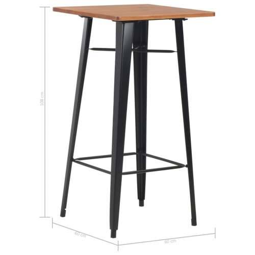 Barski stol crni 60 x 60 x 108 cm od masivne borovine i čelika Cijena
