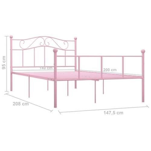 Okvir za krevet ružičasti metalni 140 x 200 cm Cijena