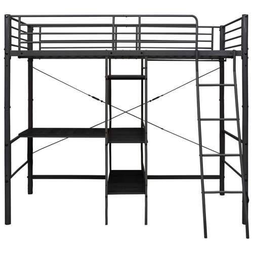 Krevet na kat sa stolićima u okviru crni metalni 90 x 200 cm - Crna 90 x 200 cm Cijena