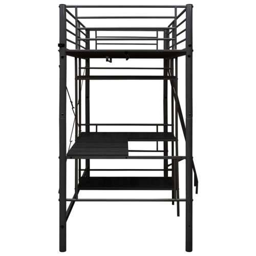 Krevet na kat sa stolićima u okviru crni metalni 90 x 200 cm - Crna 90 x 200 cm Cijena