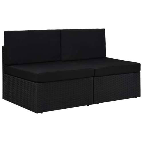 Modularni dvosjed od poliratana crni - Crna 1 2 x srednja sofa Cijena