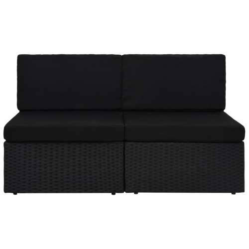 Modularni dvosjed od poliratana crni - Crna 1 2 x srednja sofa Cijena