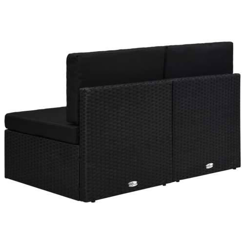Modularni dvosjed od poliratana crni - Crna 1 2 x srednja sofa Cijena