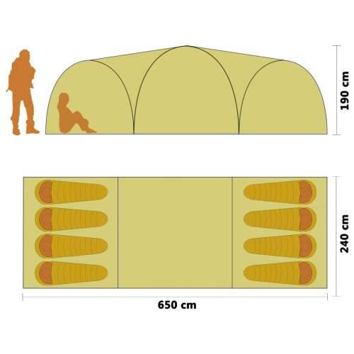 Iglu šator za kampiranje 650 x 240 x 190 cm za 8 osoba plavi Cijena