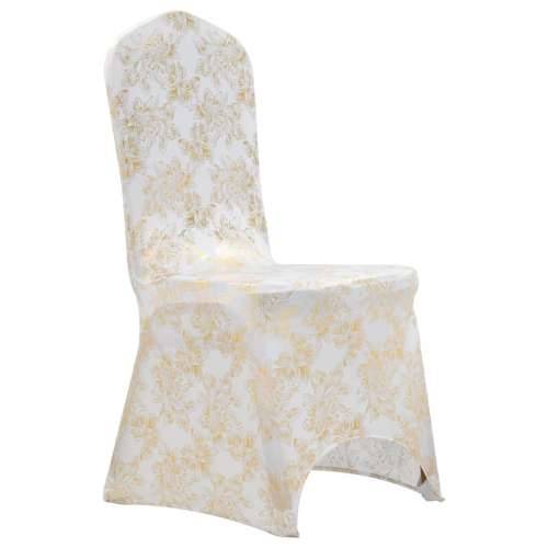 Navlake za stolice 6 kom rastezljive bijele sa zlatnim uzorkom Cijena