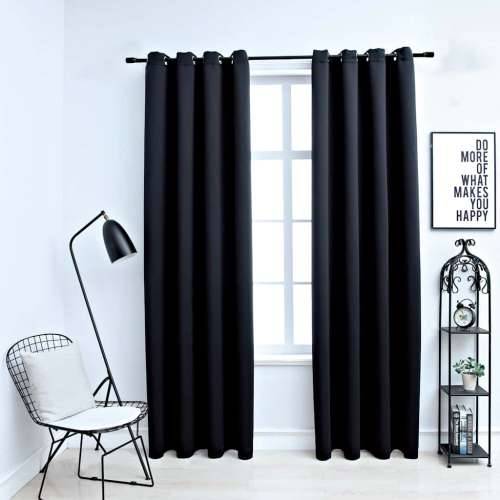 Zavjese za zamračivanje s prstenima 2 kom crne 140 x 245 cm - Crna 140 x 245 cm 1 Cijena