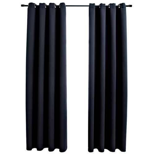 Zavjese za zamračivanje s prstenima 2 kom crne 140 x 245 cm - Crna 140 x 245 cm 1 Cijena