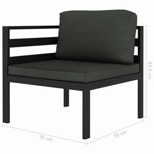 5-dijelna vrtna garnitura s jastucima aluminijska antracit  - 2x kutna + 2x srednja + stol 1 Cijena