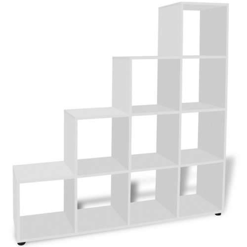 Police za knjige/izlaganje u obliku stepeništa 142 cm bijele Cijena