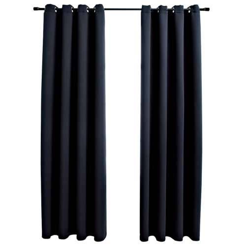 Zavjese za zamračivanje s prstenima 2 kom crne 140 x 225 cm - Crna 140 x 225 cm 1 Cijena