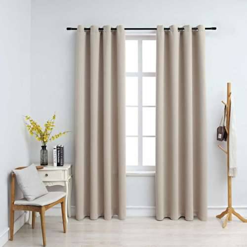 Zavjese za zamračivanje s prstenima 2 kom bež 140 x 175 cm - Bež 140 x 175 cm 1 Cijena