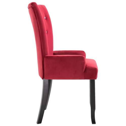 Blagovaonska stolica s naslonima za ruke 4 kom crvena baršun Cijena