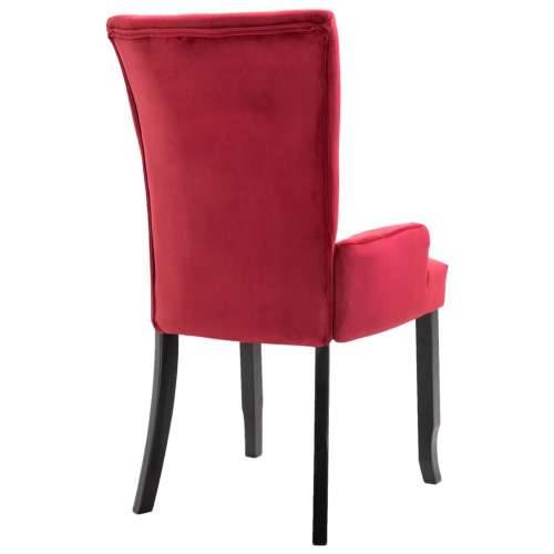 Blagovaonska stolica s naslonima za ruke 6 kom crvena baršun Cijena
