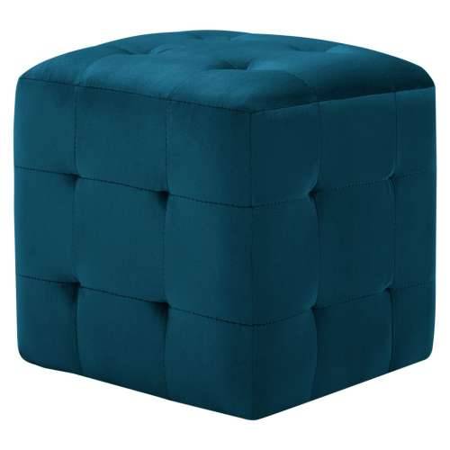 Tabure 2 kom plavi 30 x 30 x 30 cm od baršunaste tkanine - Plava 1 Cijena