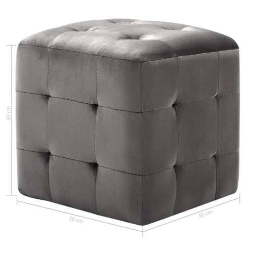 Tabure 2 kom sivi 30 x 30 x 30 cm od baršunaste tkanine - Siva 1 Cijena
