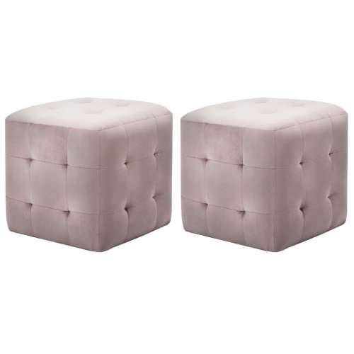 Tabure 2 kom ružičasti 30 x 30 x 30 cm od baršunaste tkanine - Ružičasta 1 Cijena