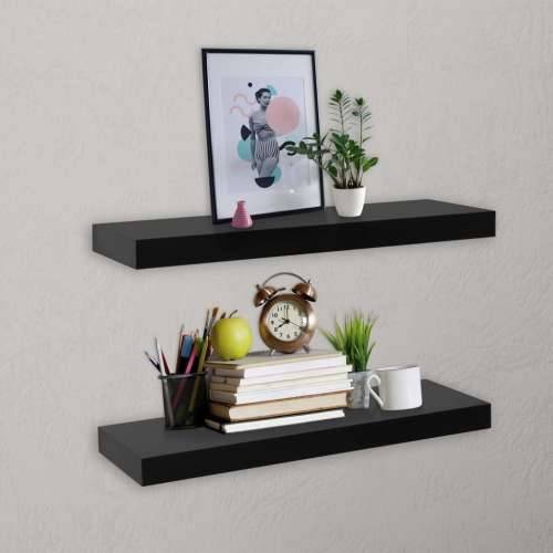 Plutajuće zidne police 2 kom crne 40 x 20 x 3,8 cm - 40 x 20 x 3.8 cm 2 1 Cijena