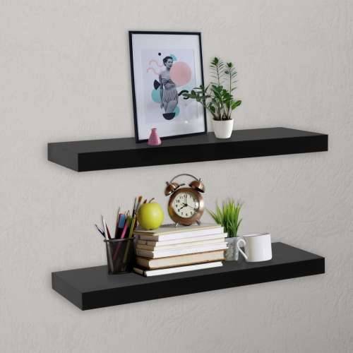Plutajuće zidne police 2 kom crne 60 x 20 x 3,8 cm - 60 x 20 x 3.8 cm 2 1 Cijena