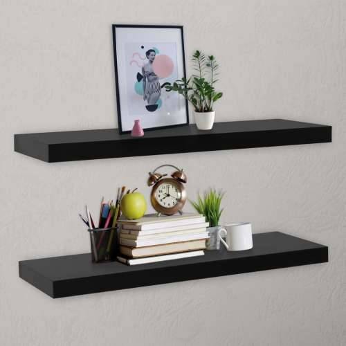 Plutajuće zidne police 2 kom crne 120 x 20 x 3,8 cm - 120 x 20 x 3.8 cm 2 1 Cijena