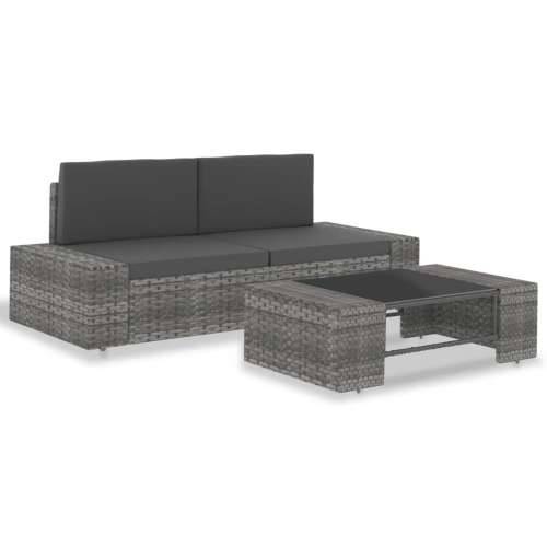 3-dijelna vrtna garnitura od poliratana siva - Siva 1 Kutna sofa (lijevi naslon za ruku) + kutna sofa (desni naslon za ruku) + s Cijena