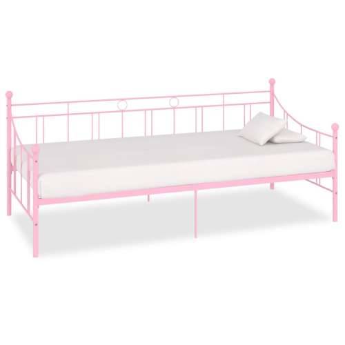 Okvir za dnevni ležaj ružičasti metalni 90 x 200 cm - Ružičasta 90 x 200 cm Cijena