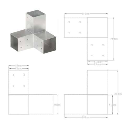 Spojnici za stupove u Y-obliku 4 kom pocinčani metal 81 x 81 mm Cijena