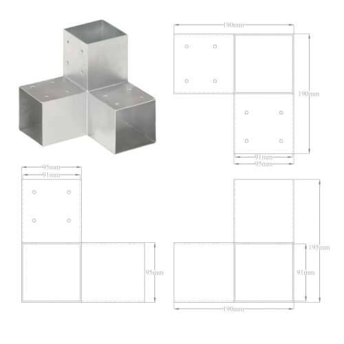 Spojnici za stupove u Y-obliku 4 kom pocinčani metal 91 x 91 mm Cijena