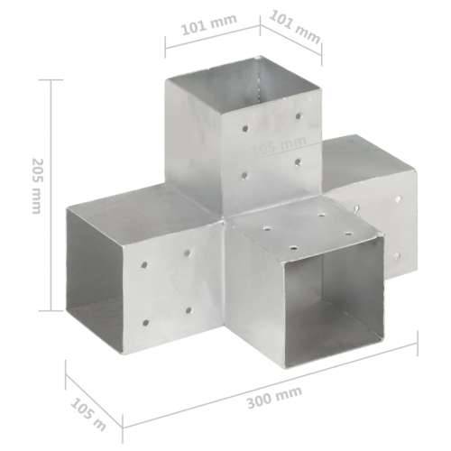 Spojnici za stupove u X-obliku 4 kom pocinčani metal 101x101 mm - 101 x 101 mm 4 Oblik slova X Cijena