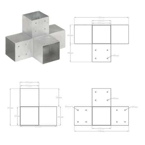 Spojnici za stupove u X-obliku 4 kom pocinčani metal 101x101 mm - 101 x 101 mm 4 Oblik slova X Cijena