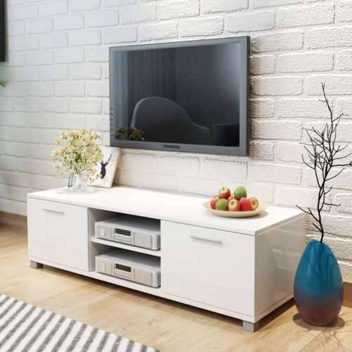 TV ormarić bijeli visokog sjaja 120 x 40,5 x 35 cm