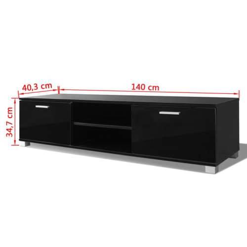 TV ormarić visoki sjaj crni 140 x 40,5 x 35 cm Cijena