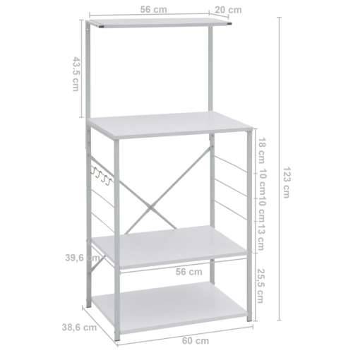 Ormarić za mikrovalnu pećnicu bijeli 60 x 39,6 x 123 cm drveni - Bijela Cijena