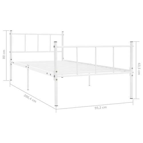 Okvir za krevet bijeli metalni 90 x 200 cm Bijela 90 x 200 cm Cijena