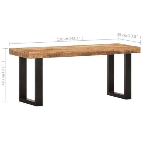 Klupa od grubog masivnog drva manga i čelika 110 cm - Smeđa 110 cm Grubo masivno drvo manga Cijena