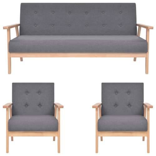 3-dijelni set sofa od tkanine tamnosivi - Tamno siva 2 fotelje + trosjed Cijena