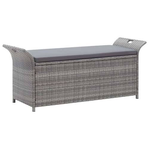 Klupa za pohranu s jastukom siva 138 cm od poliratana - Siva 138 x 50 x 60 cm 1 2 Cijena