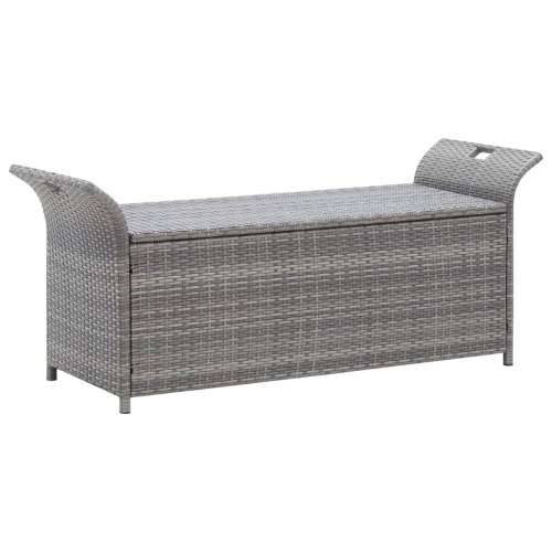 Klupa za pohranu s jastukom siva 138 cm od poliratana - Siva 138 x 50 x 60 cm 1 2 Cijena