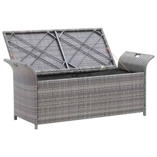 Klupa za pohranu s jastukom siva 138 cm od poliratana - Siva 138 x 50 x 60 cm 1 2 Cijena