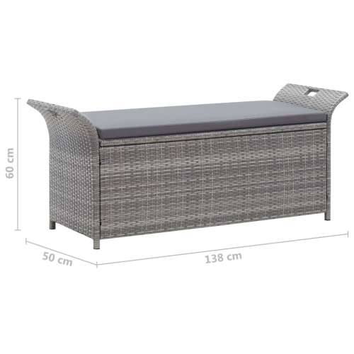 Klupa za pohranu s jastukom siva 138 cm od poliratana - Siva 138 x 50 x 60 cm 1 2 Cijena