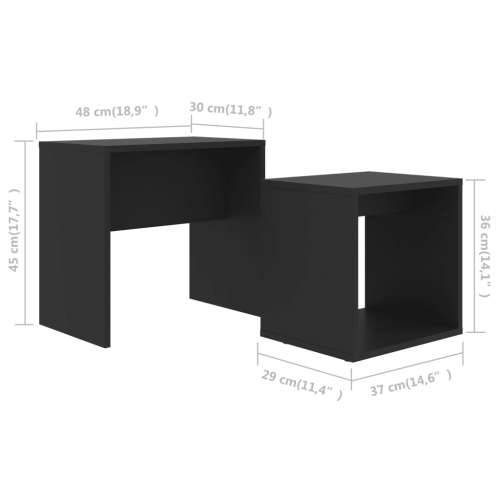 Set stolića za kavu crni 48 x 30 x 45 cm konstruirano drvo - Crna 1 Cijena
