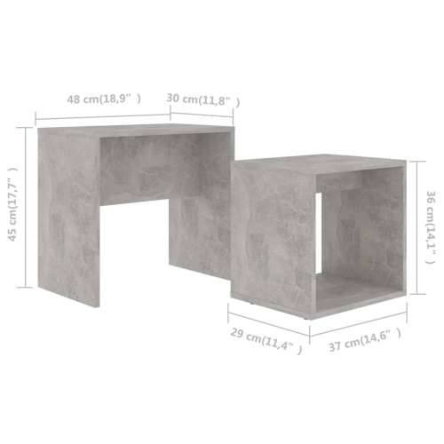 Set stolića za kavu siva boja betona 48 x 30 x 45 cm od iverice Cijena