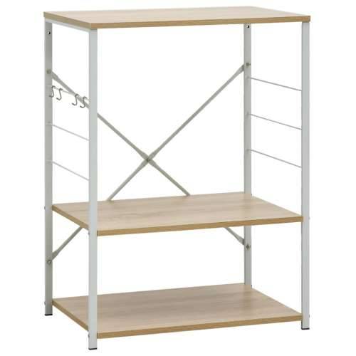 Ormarić za mikrovalnu bijeli i hrast 60 x 39,6 x 79,5 cm drveni - bijela i hrast Cijena