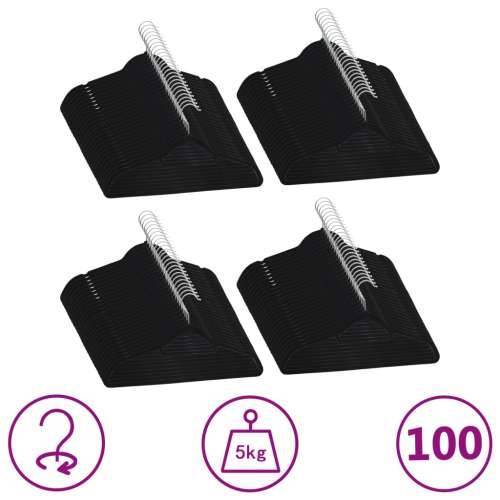 100-dijelni set vješalica za odjeću protuklizni crni baršunasti Cijena