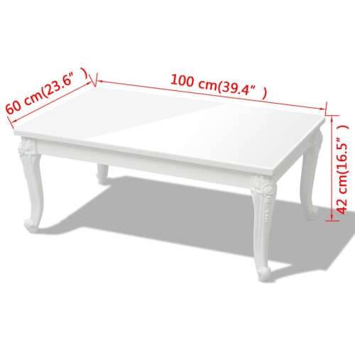 Klupski stolić 100 x 60 x 42 cm visoki sjaj bijeli Cijena