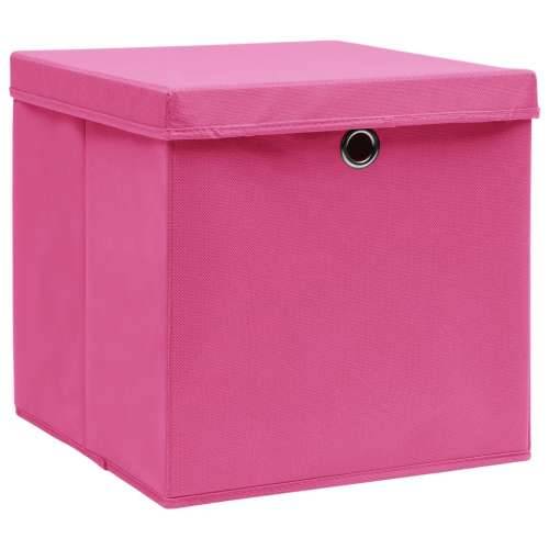 Kutije za pohranu s poklopcima 10 kom roze 32x32x32 cm tkanina Cijena
