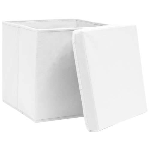 Kutije za pohranu i poklopci 10 kom bijele 32x32x32 cm tkanina Cijena
