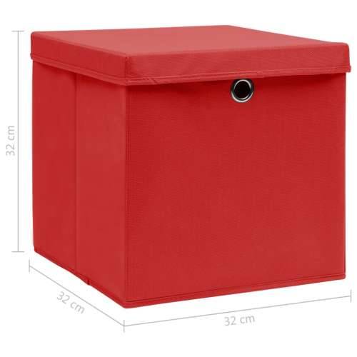 Kutije za pohranu s poklopcima 4 kom crvene 32x32x32 cm tkanina Cijena