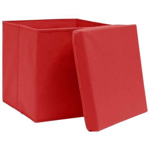 Kutije za pohranu i poklopci 10 kom crvene 32x32x32 cm tkanina Cijena